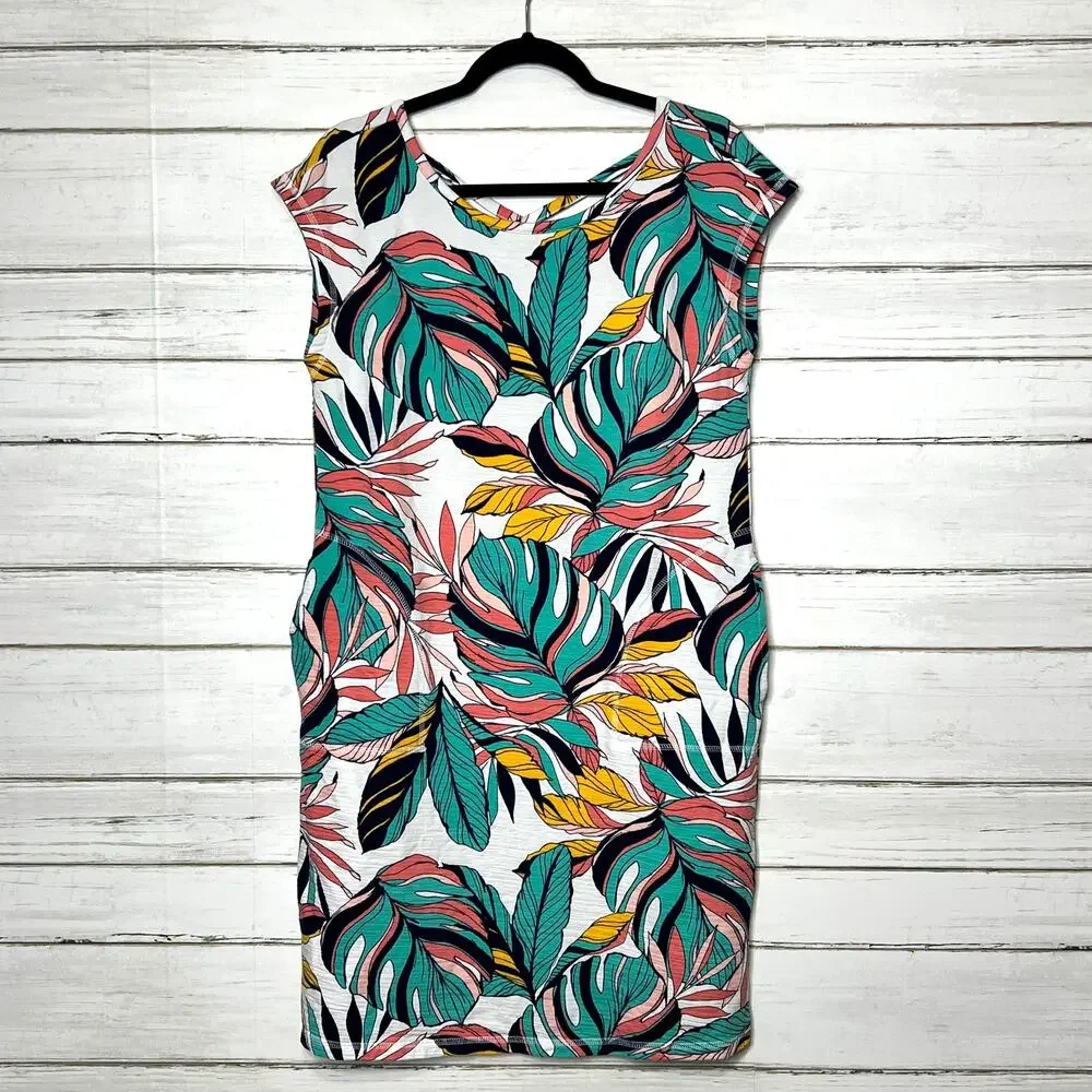 Talbots Cozy Crush Cross Back Dress Tropical Size Medium